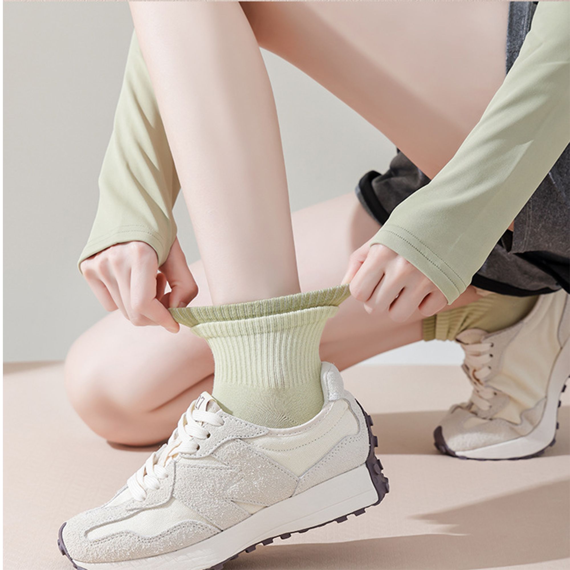 Anna-Kaci Women's 3-Pair Set Short Ankle Grip Socks with Ribbed Cuffs Cushioned Soles and Anti-Slip Bottom for Walking or Yoga