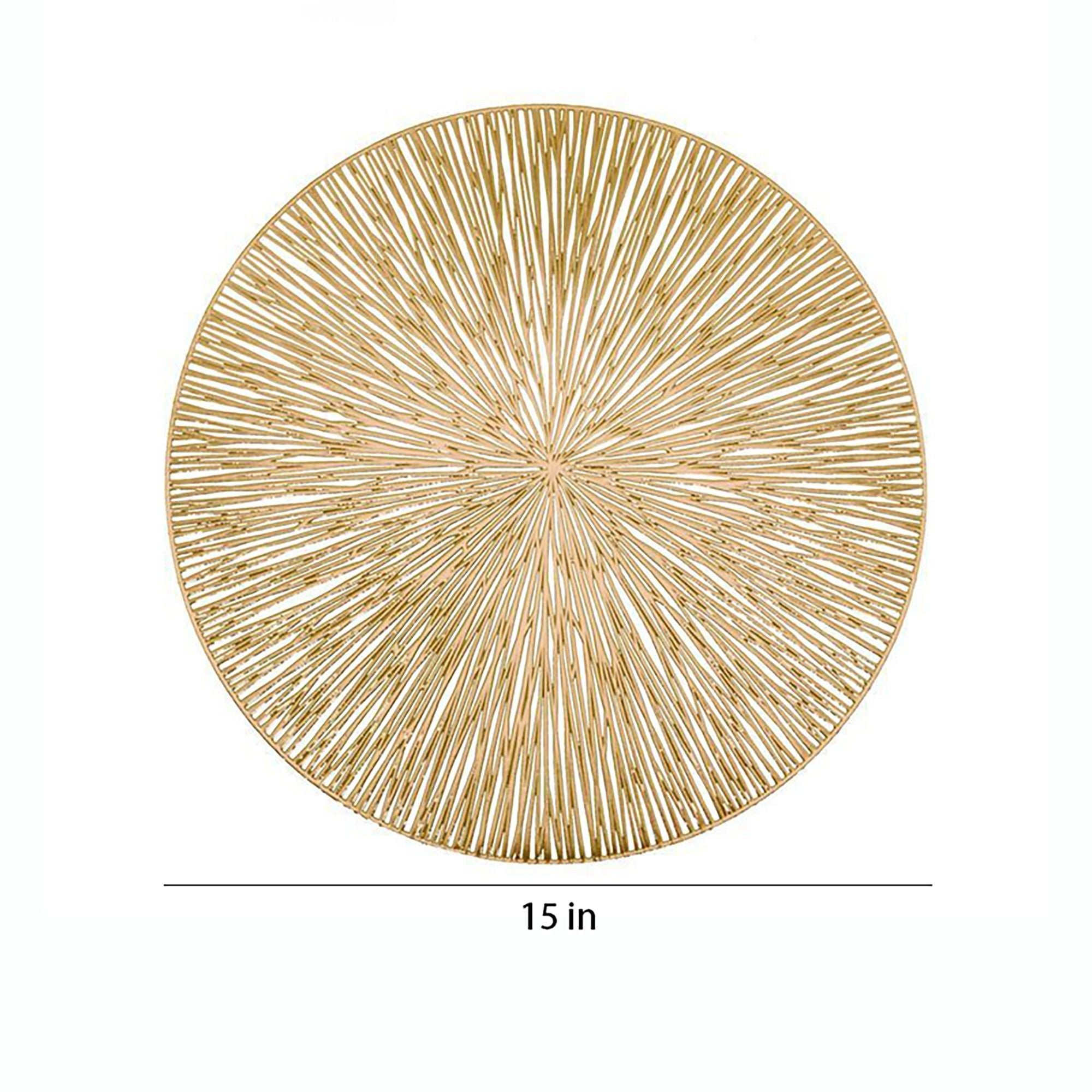 4-Pack Metallic Round PVC Placemats Heat Resistant Textured Table Mats