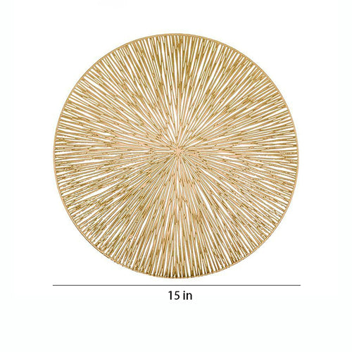 4-Pack Metallic Round PVC Placemats Heat Resistant Textured Table Mats