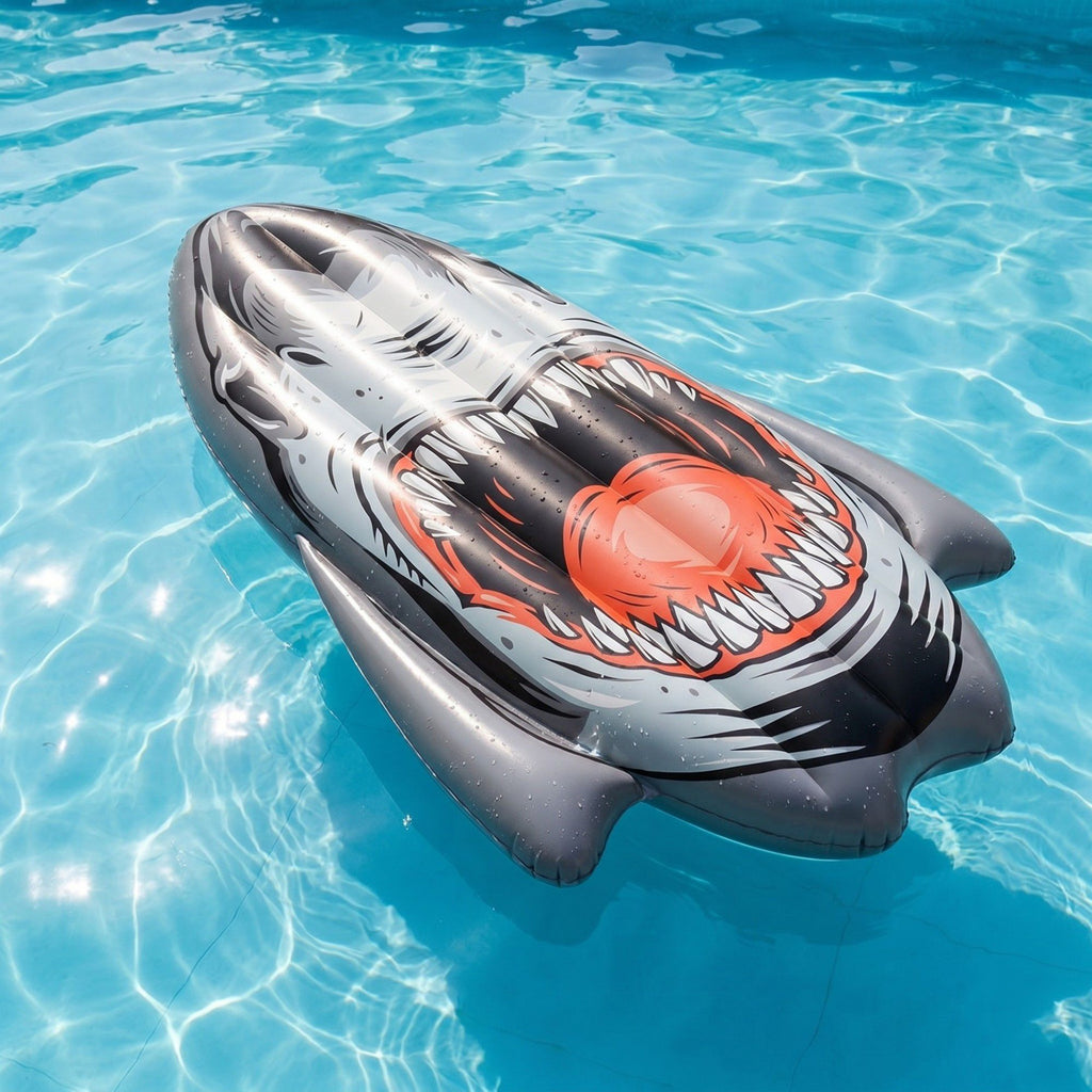 Inflatable Shark Pool Float Lounger with Dual Air Chambers Durable PVC Water Float for Pool Beach Lake 94.5x57x57in