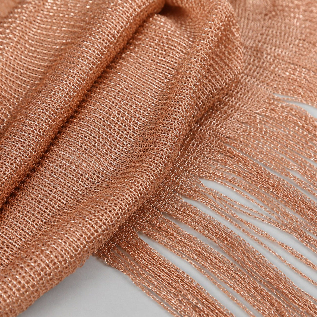 Metallic Shimmer Fringe Long Scarf