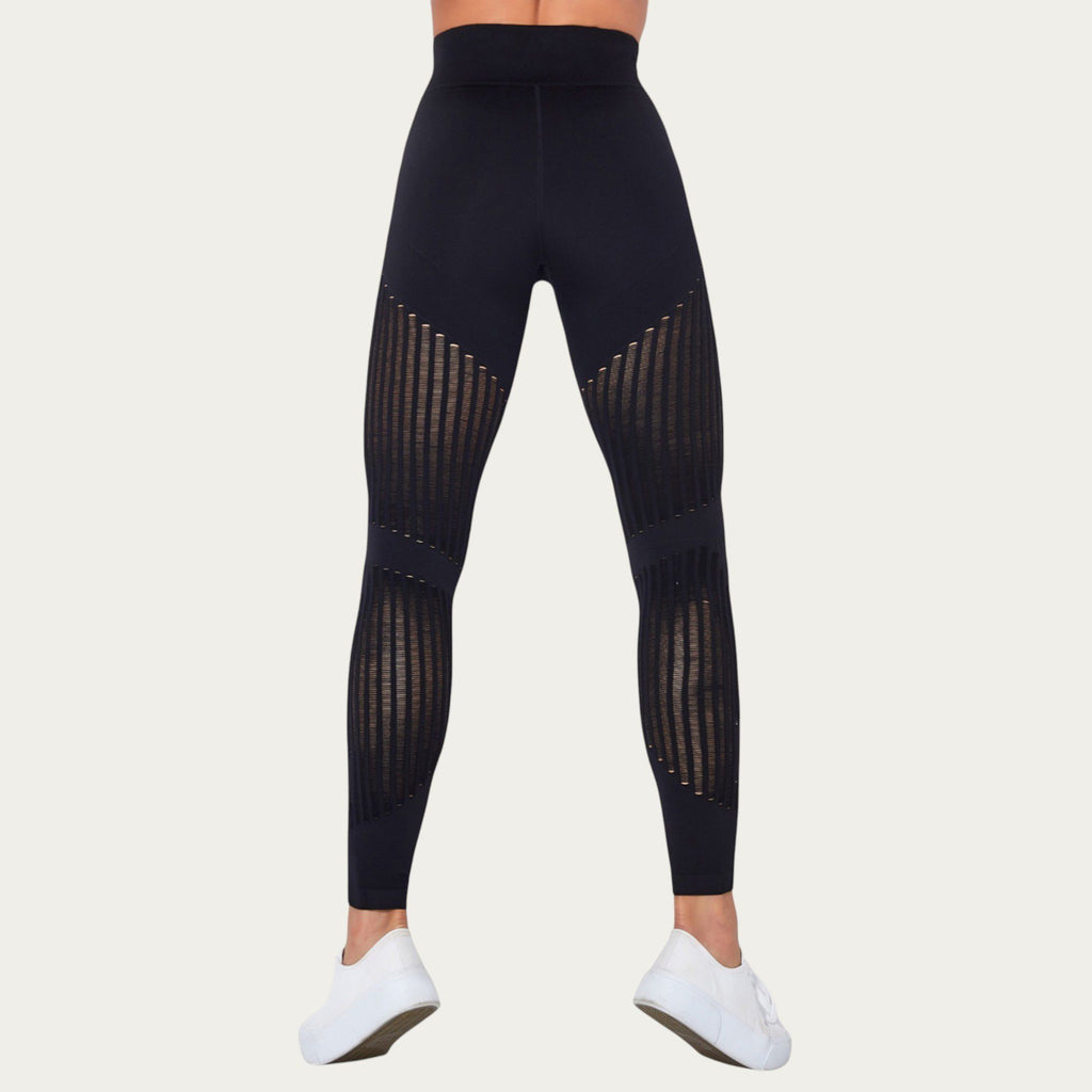 Anna-Kaci Active Women's Seamless Patterned Leggings with Ribbed Details and Contouring Panels