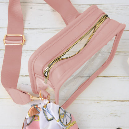 Anna-Kaci Women's Chic Transparent Crossbody & Messenger Bags with Decorative Scarf
