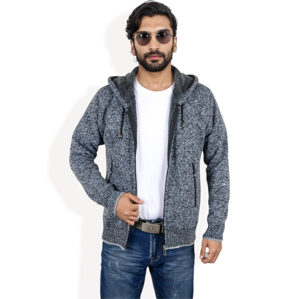 Anna-Kaci Men's Zip-Up Hooded Fleece Jacket with Adjustable Drawstrings and Front Pockets