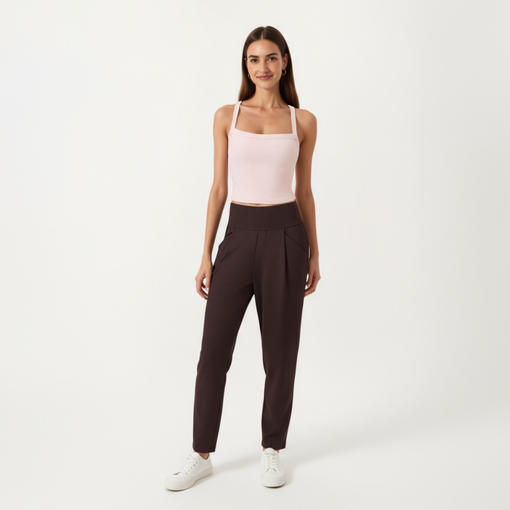 Anna-Kaci Active Women's Square Neck Ribbed Knit Cropped Tank Top with Wide Shoulder Straps