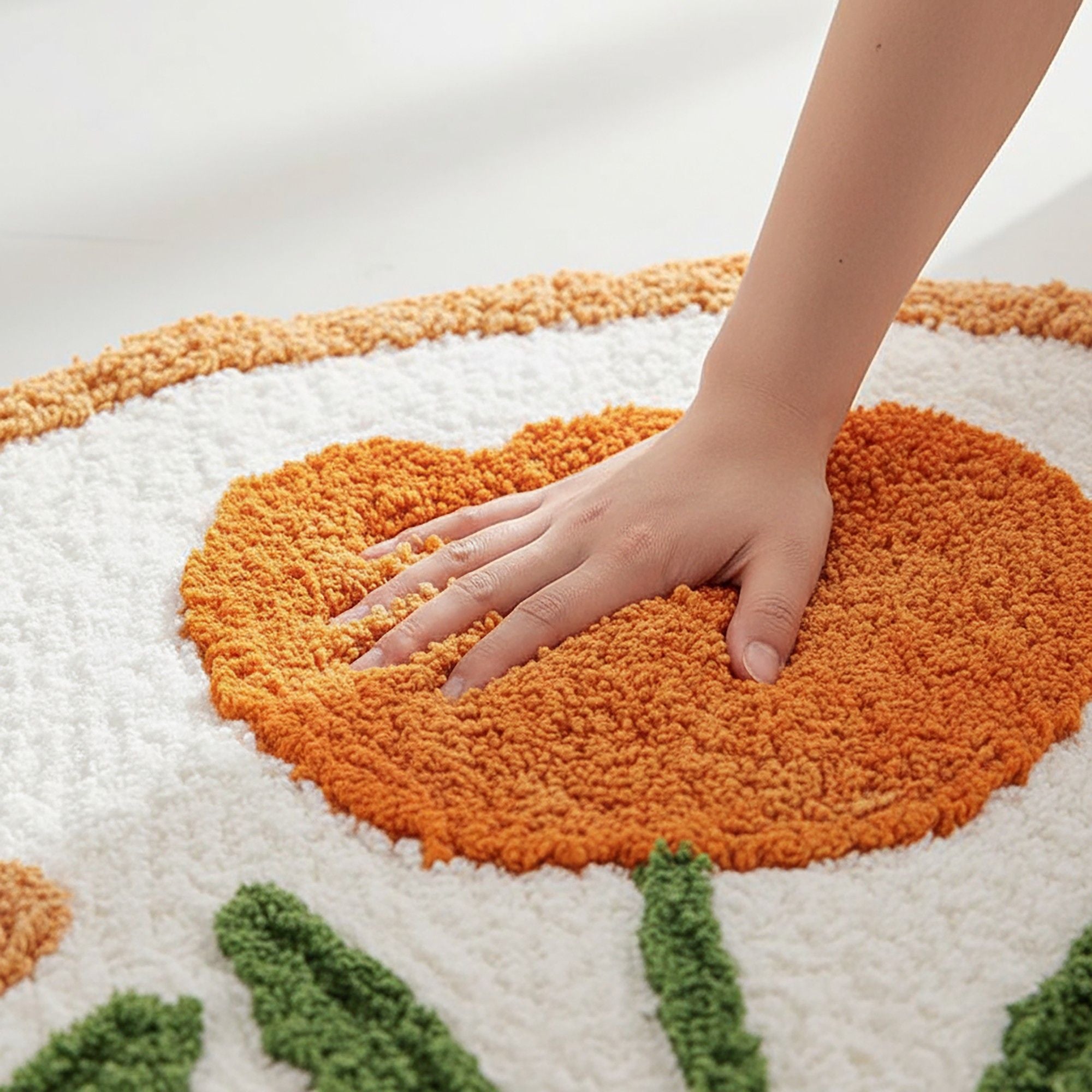 Tufted Floor Mat with Seashell and Starfish Design Non Slip Backing Soft Plush Decorative Entryway Rug