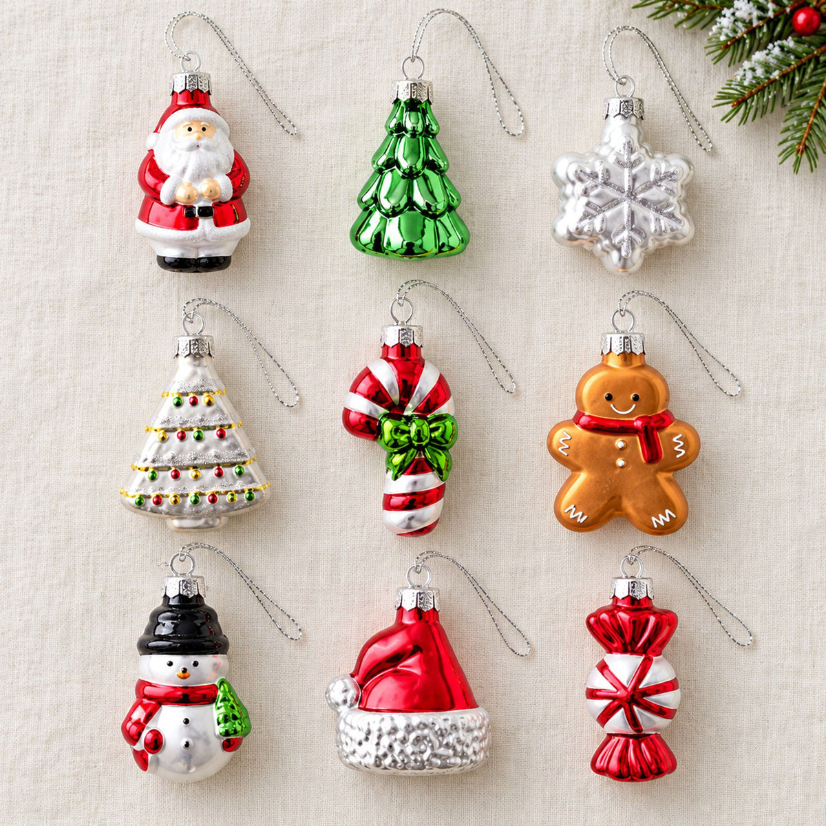 9 Piece Assorted Christmas Tree Hanging Ornament Gift Set