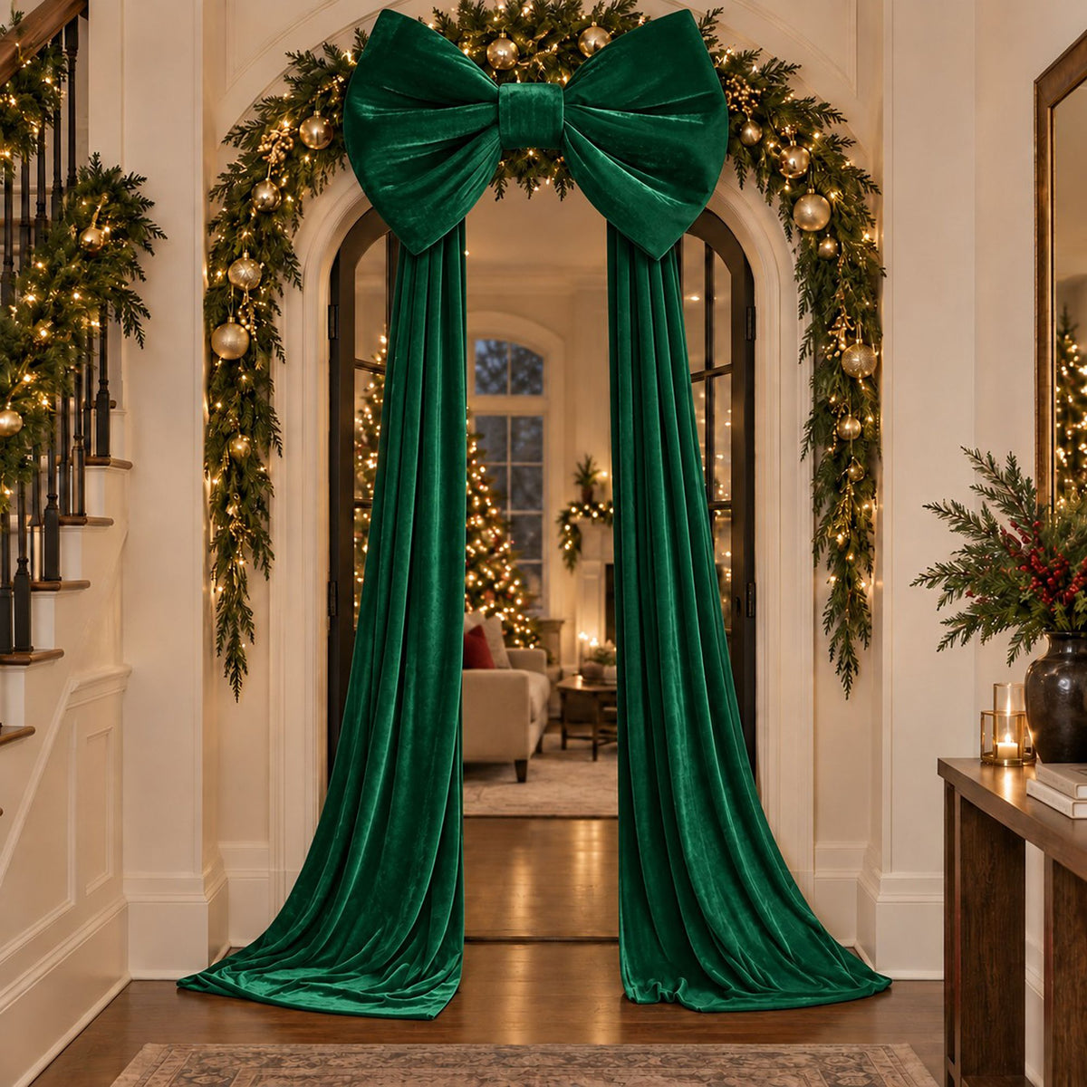 Oversized Velvet Christmas Bow Tree Topper with Long Tails