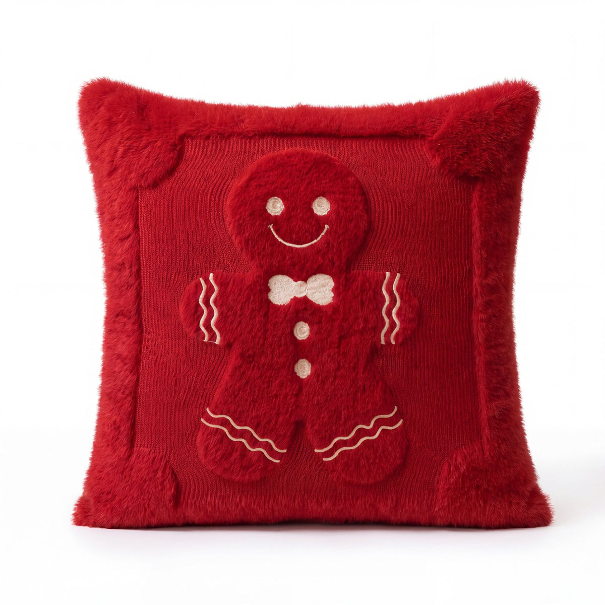 Christmas Gingerbread Throw Pillow Cover Plush Decorative Cushion Cover for Sofa Bed
