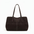 Large Faux Suede Tote Bag with Adjustable Double Shoulder Straps