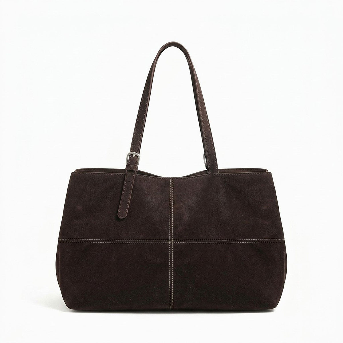 Large Faux Suede Tote Bag with Adjustable Double Shoulder Straps