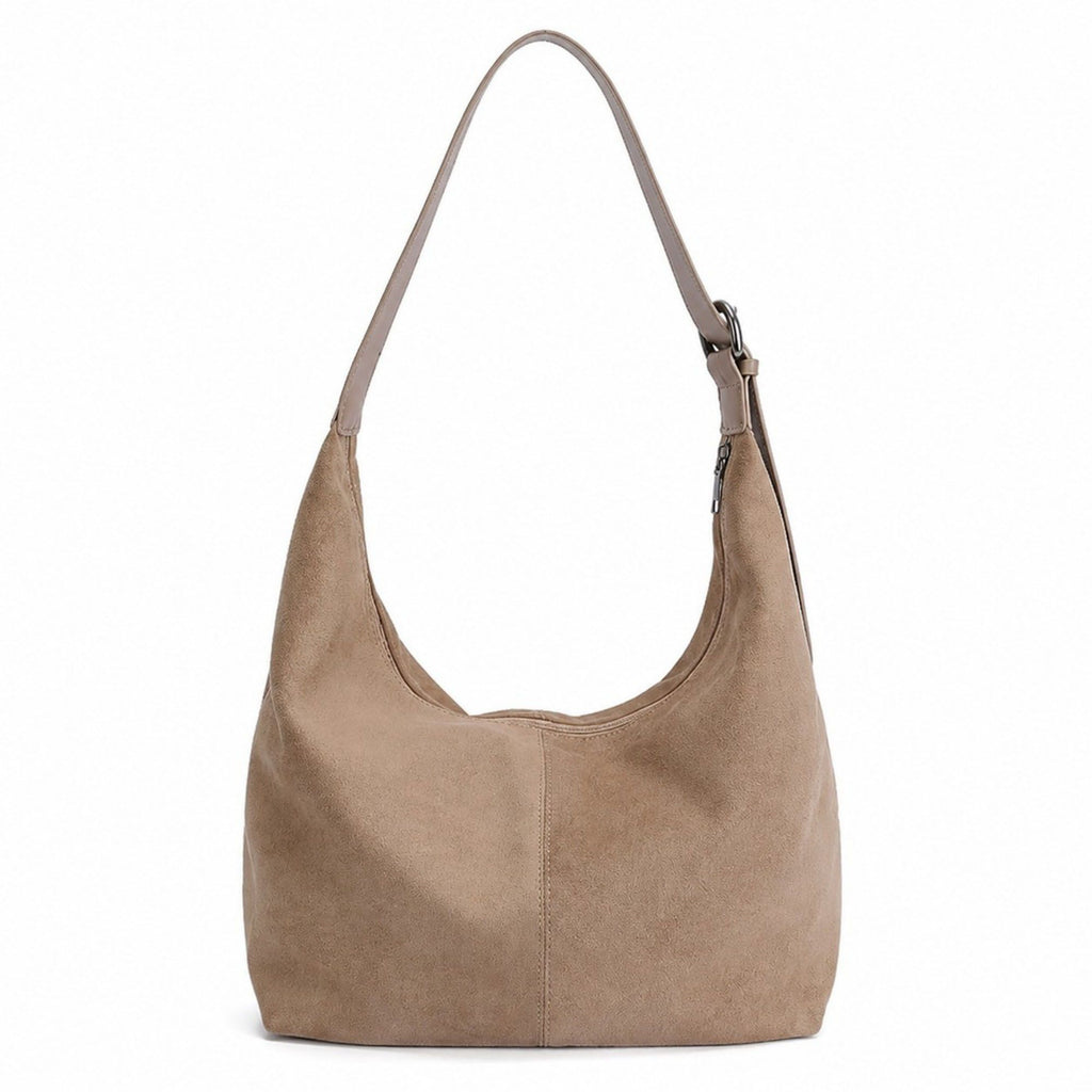 Faux Suede Slouchy Hobo Shoulder Bag