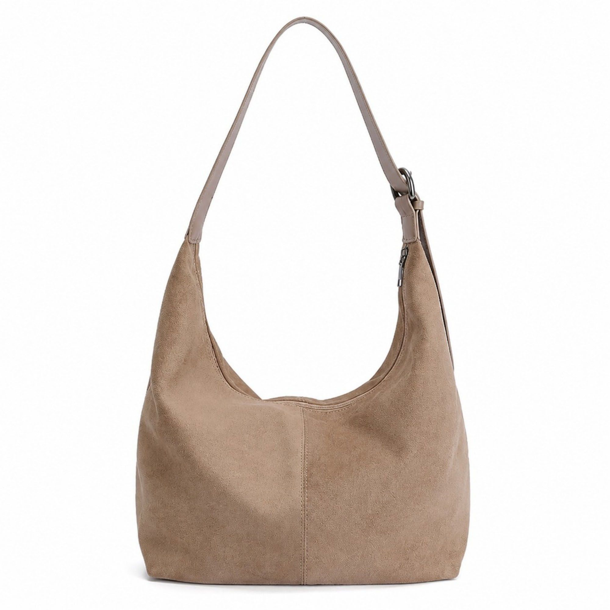 Faux Suede Slouchy Hobo Shoulder Bag