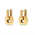 Women's Modern Polished Linked Hoop Earrings with Geometric Chain-Inspired Design and Smooth High-Shine Finish