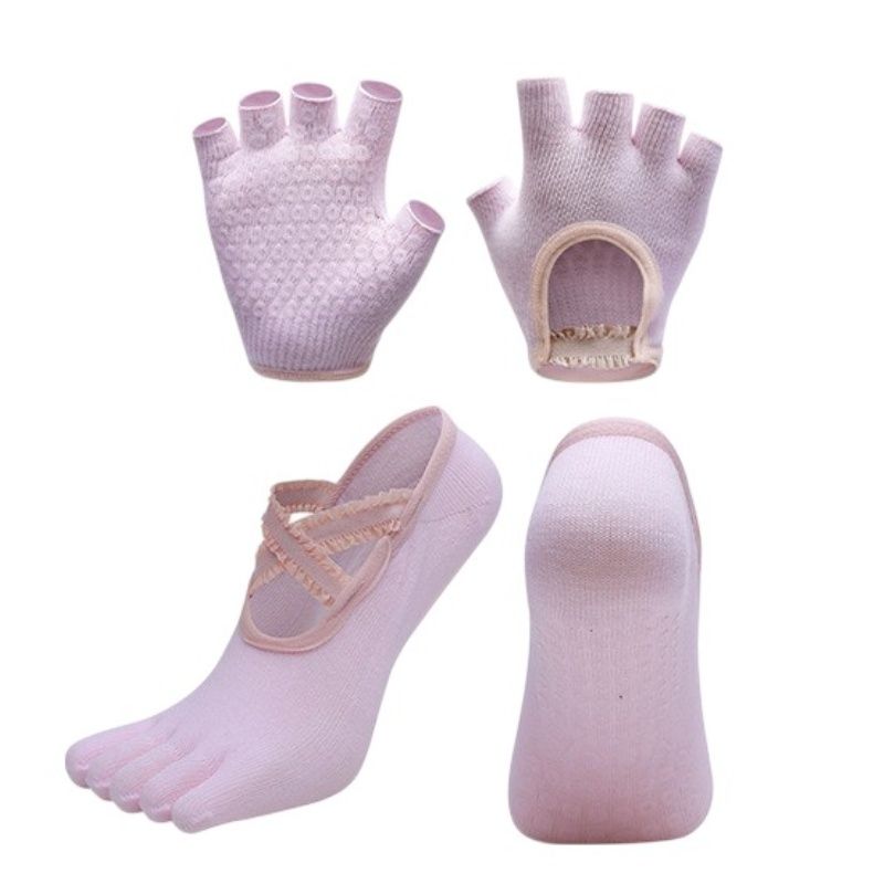 Anna-Kaci Women's Yoga Socks and Gloves Set with Anti-Slip Grip for Pilates and Barre Workouts