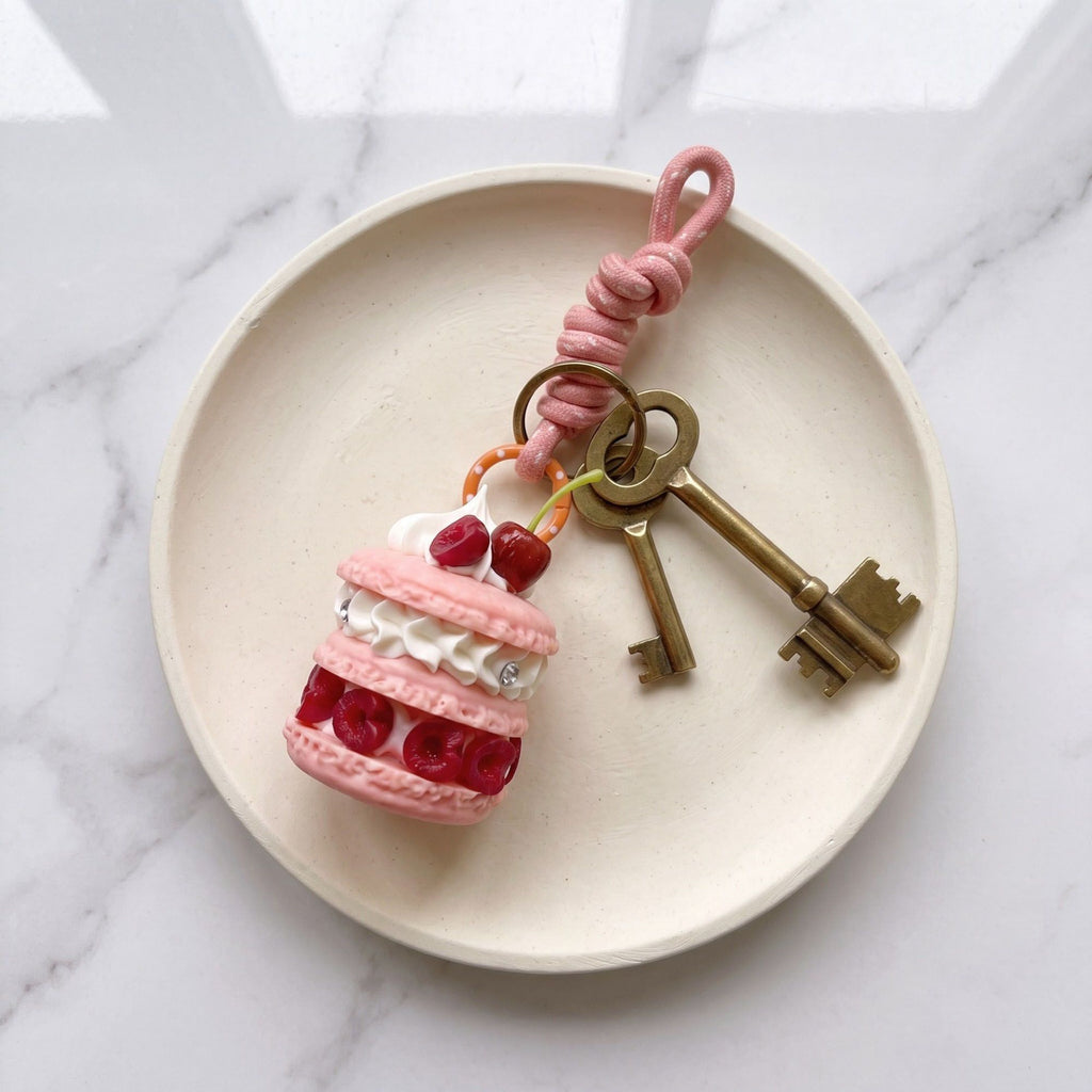 Bag Charm with Hanging Loop and Decorative Dessert Accent