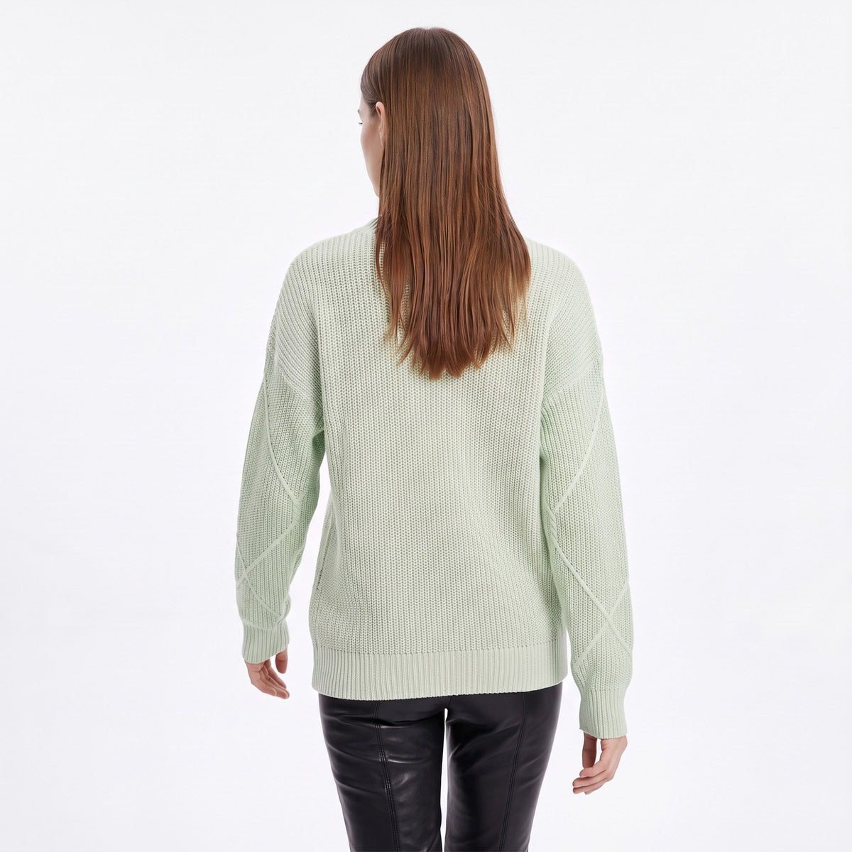 Geometric Textured Crewneck Pullover Sweater