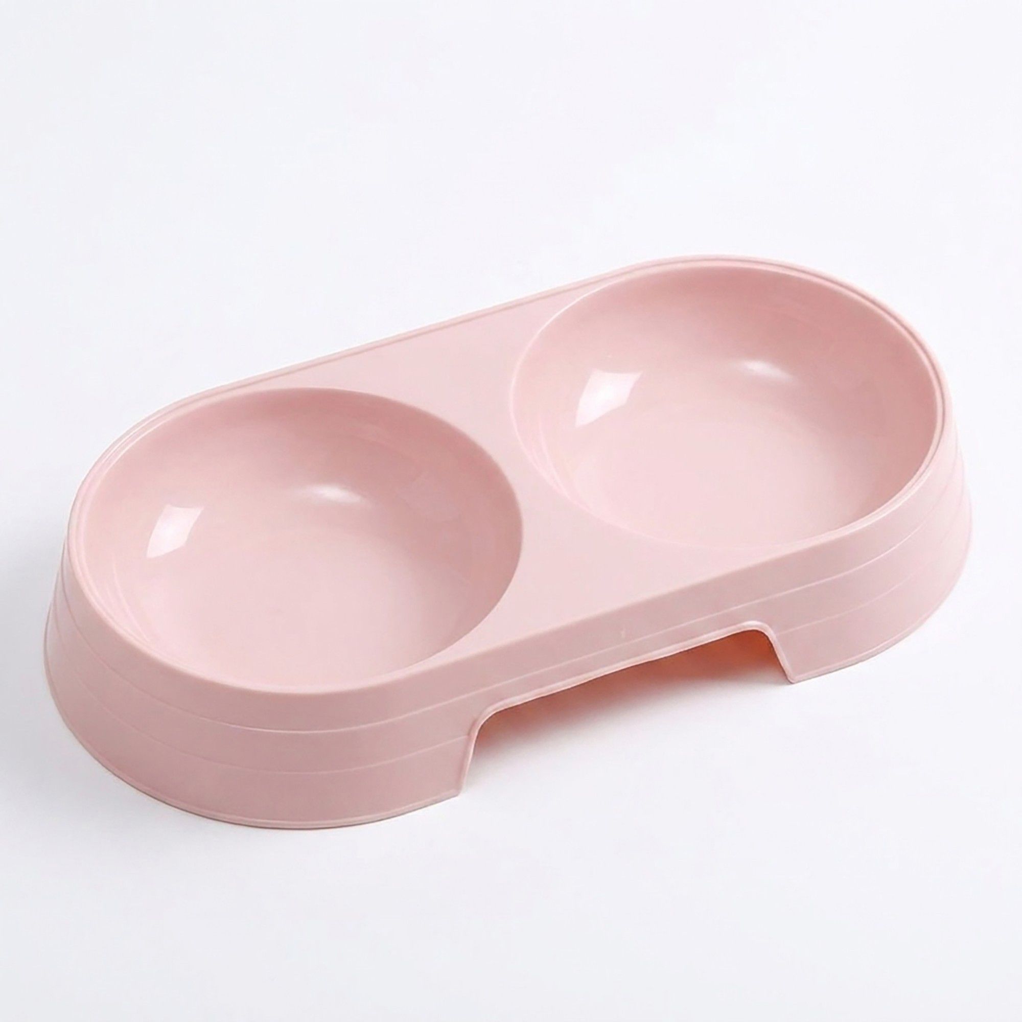 Plastic Double Pet Bowl with Raised Base for Food and Water
