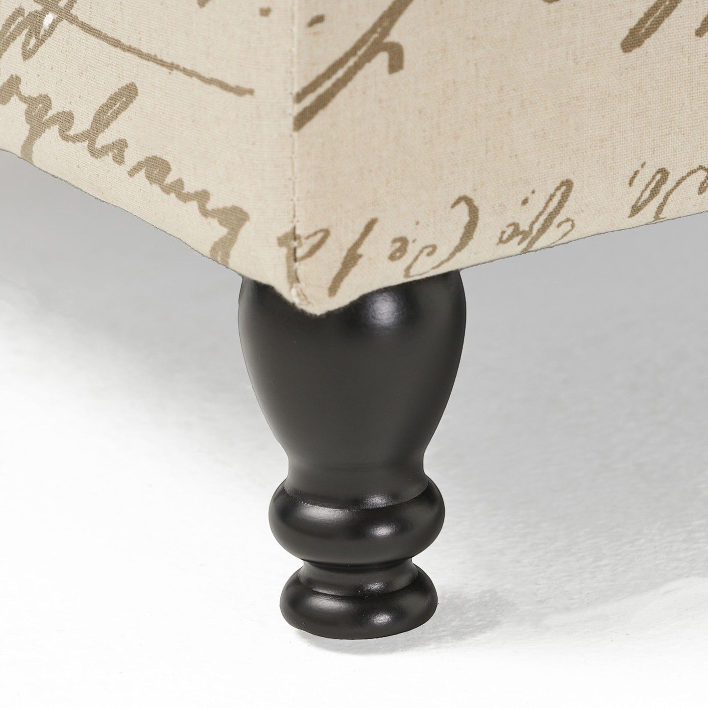 Alilang 42.00 inches Vintage-Inspired Printed Script Storage Ottoman with Hinged Lid and Wooden Legs