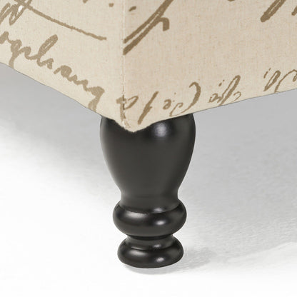 Alilang 42.00 inches Vintage-Inspired Printed Script Storage Ottoman with Hinged Lid and Wooden Legs