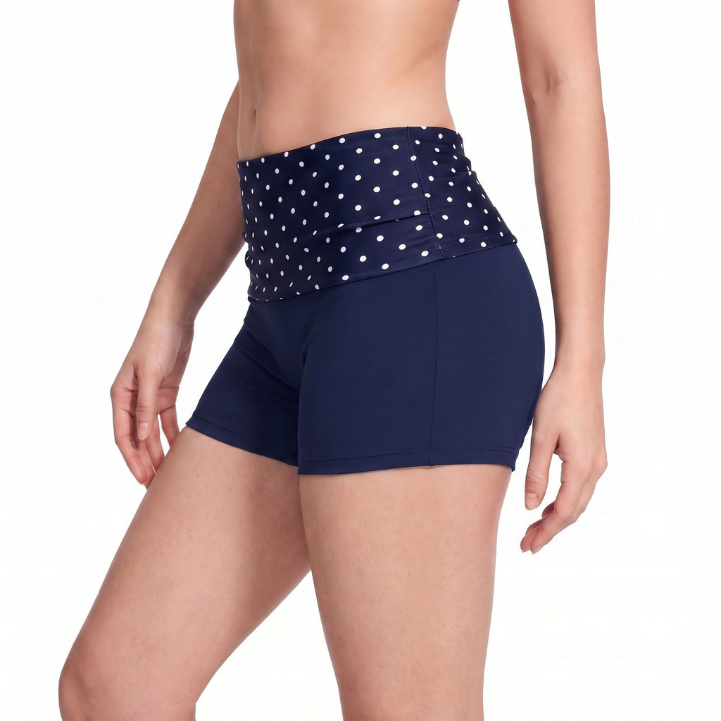 Polka Dot Foldover Waist Fitted Athletic Shorts for Yoga Dance Gym Workouts Running