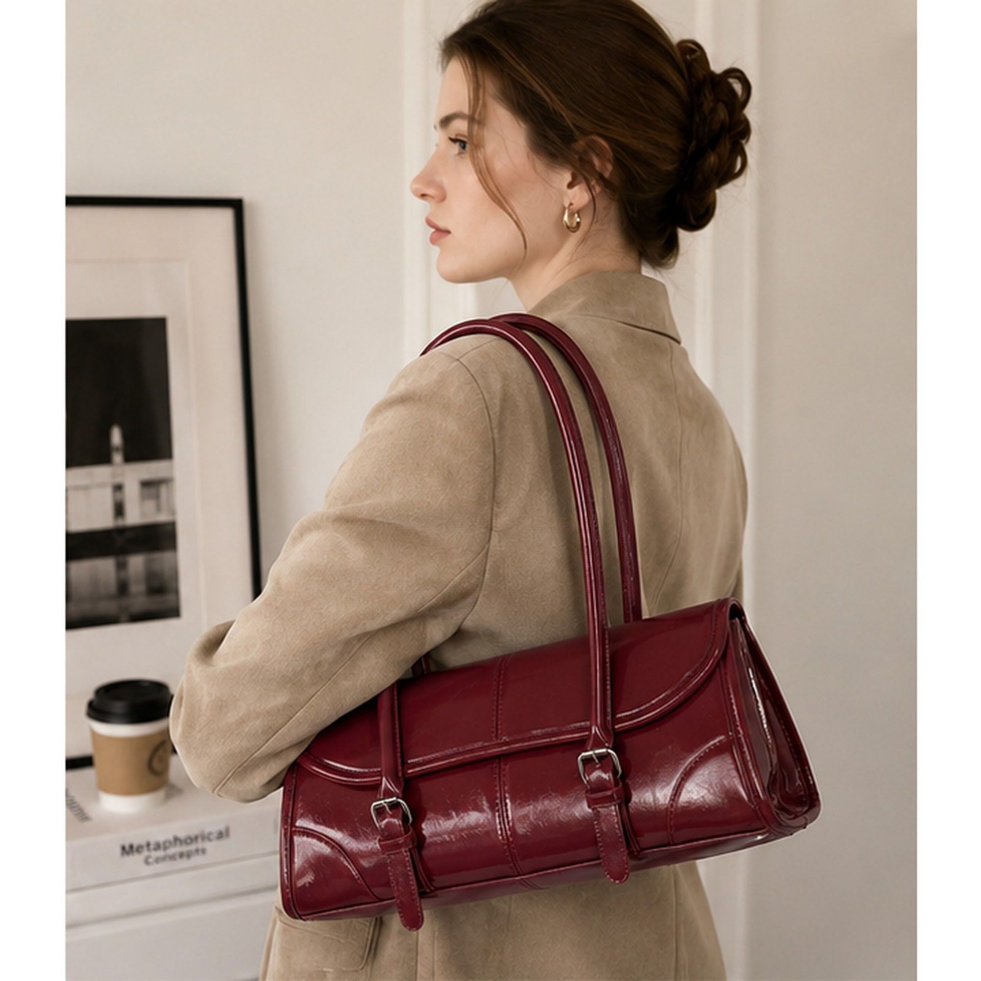 Vintage Oil-Wax Finish East-West Shoulder Bag