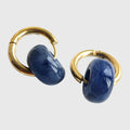 Women's Huggie Hoop Earrings with Gemstone Drop - Edgy Minimalist Statement Earrings