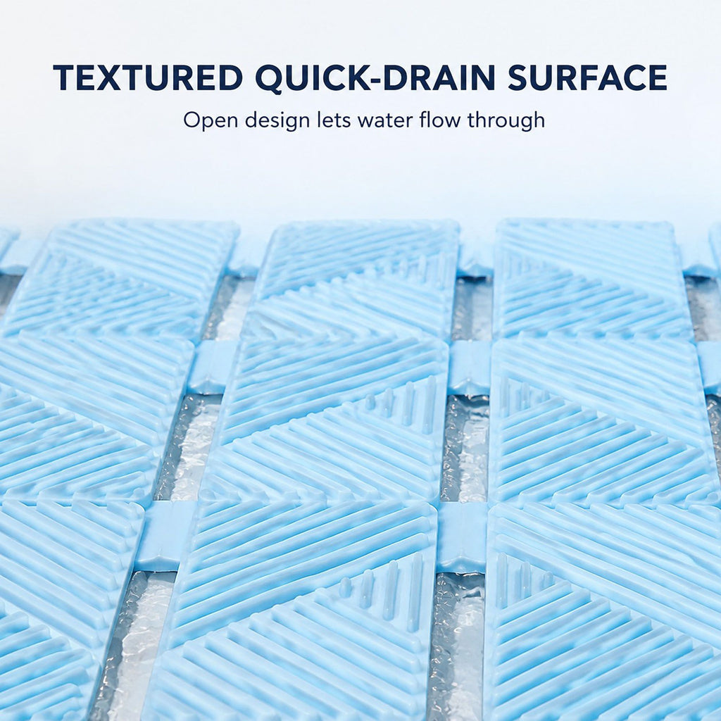 Slatted Nonslip Shower Mat Quick Drain Bath Mat 15.7 x 27.6 Inches