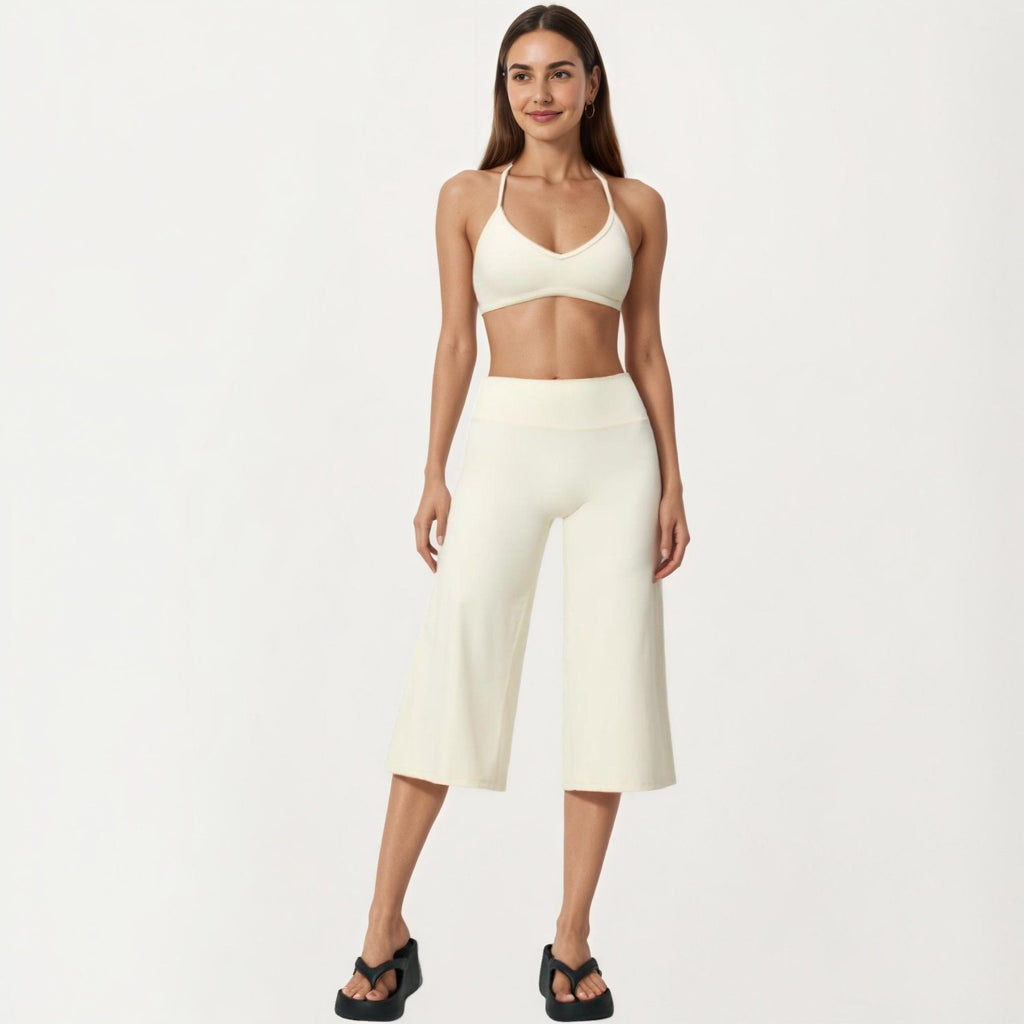 Anna-Kaci Active Women's High Waist Capri Wide Leg Pants with Smooth Stretch Fabric and Relaxed Fit