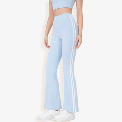 High Waist Flare Legging Pants with Side Stripes