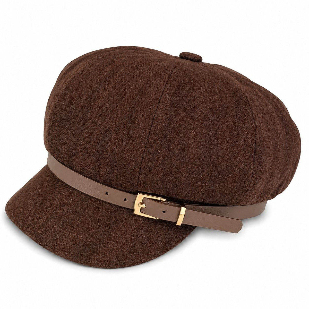 Faux Suede Newsboy Cap Vintage Baker Boy Hat With Buckle Band