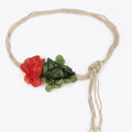 Dual Fabric Flower Braided Wrap Waist Belt Adjustable Floral Statement Waist Jewelry 43.3in