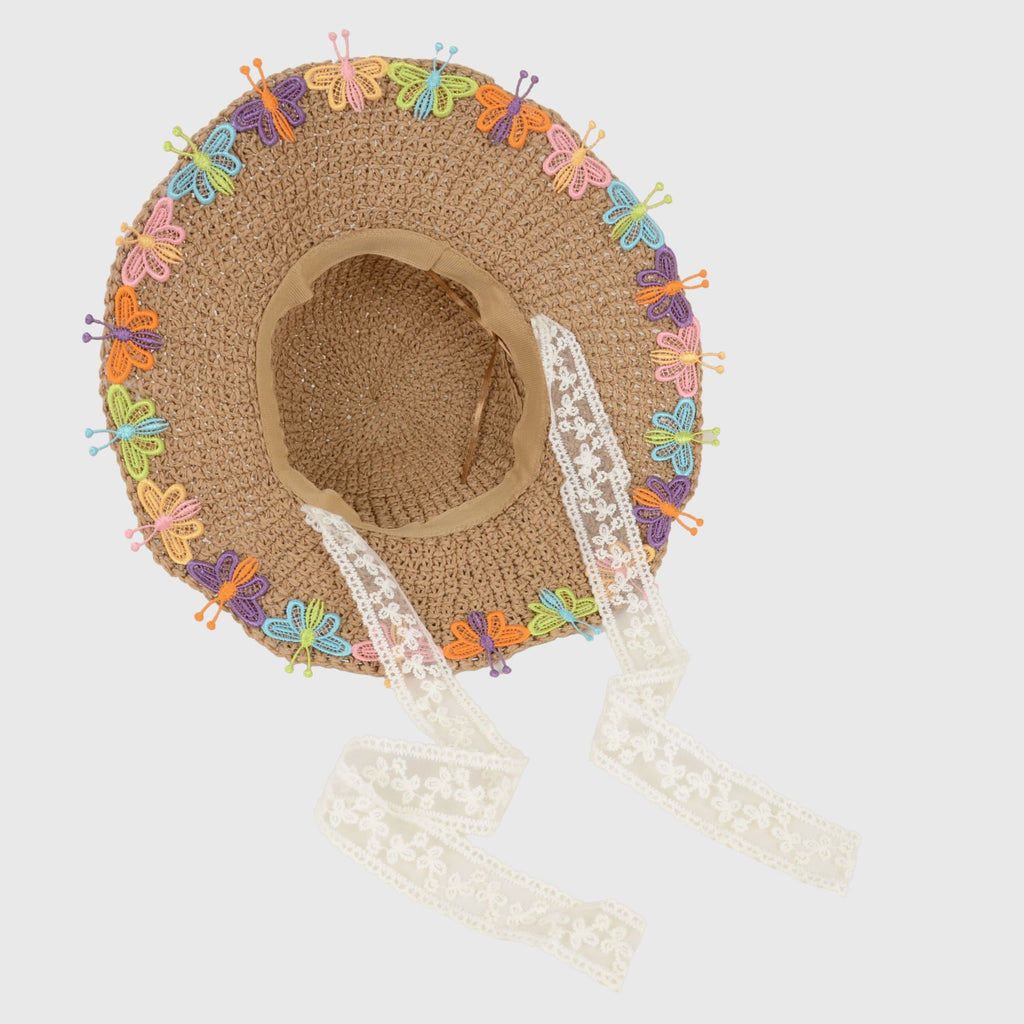 Anna-Kaci Women's Colorful Butterfly - Embellished Straw Sun Hat