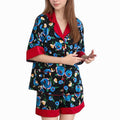Anna-Kaci Lounge Women's Floral Print Pajama Set with Contrast Trim and Short Sleeve Button-Up Top