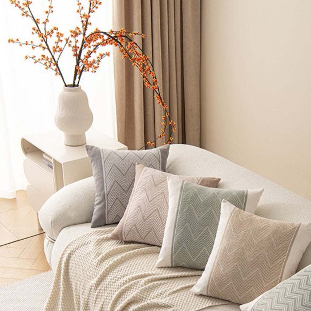 Decorative Throw Pillow Cover 17.7*17.7in Soft Cotton Fabric, Modern Chevron Pattern