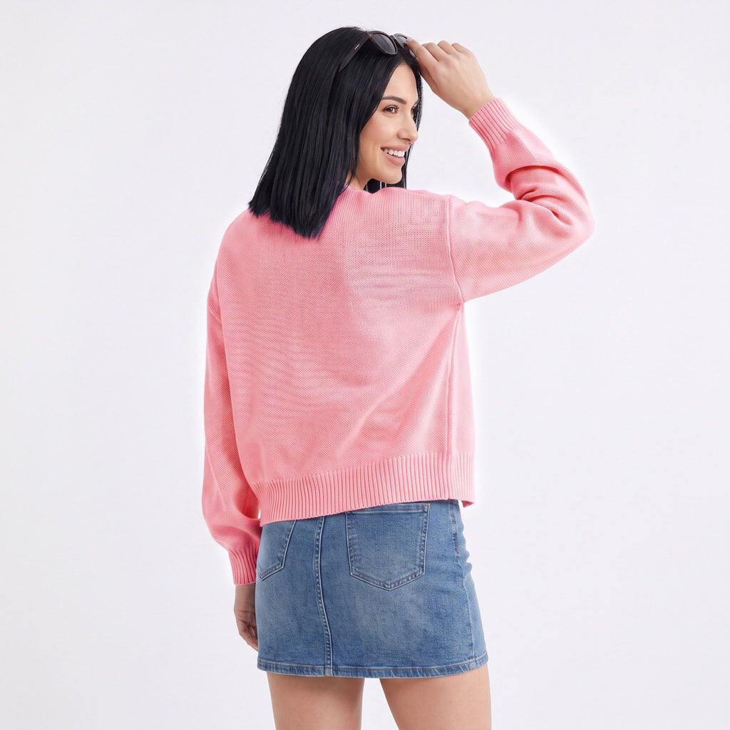 Open-Front Drop Shoulder Long Sleeve Knit Cardigan