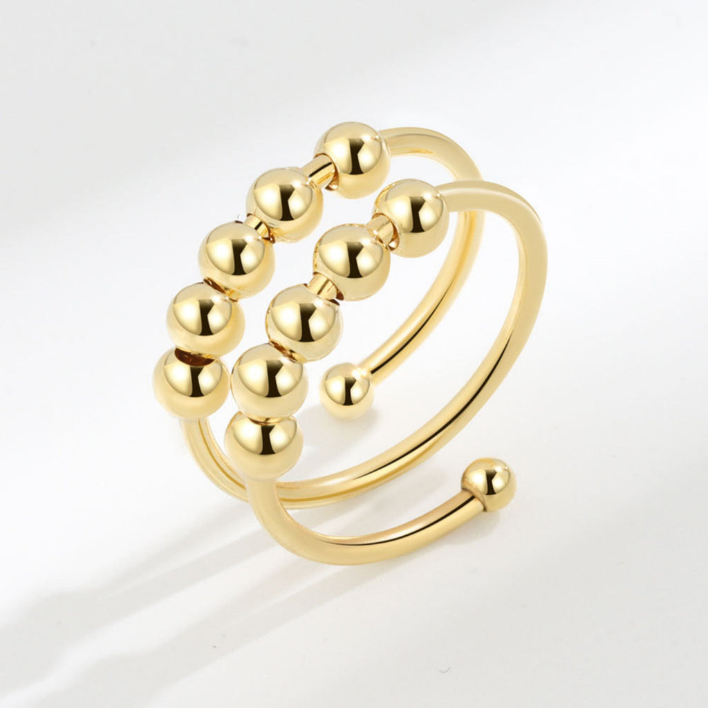 Women's Beaded Wrap Ring Adjustable Layered Ball Detailing Modern Minimalist Jewelry Accessory 0.4in