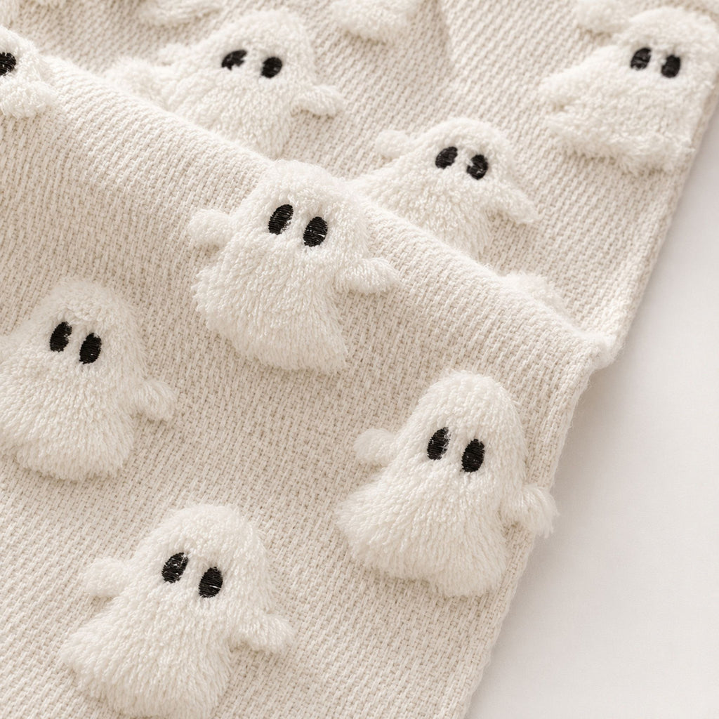 Halloween Black-Eyed Ghost Tufted Table Runner
