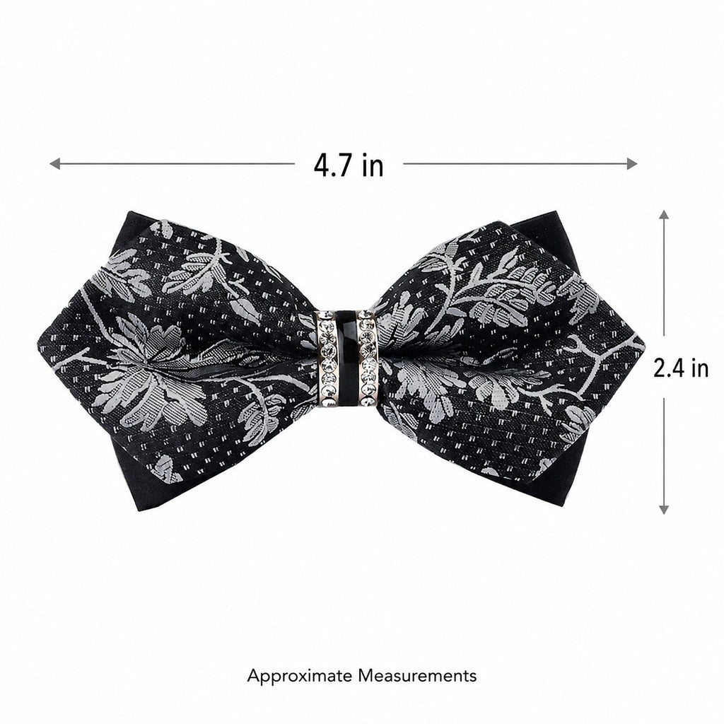 Pre Tied Paisley Bow Tie with Rhinestone Accent for Formal Wear