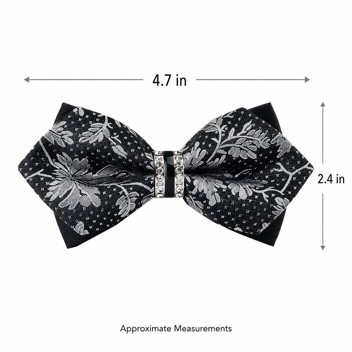 Pre Tied Paisley Bow Tie with Rhinestone Accent for Formal Wear