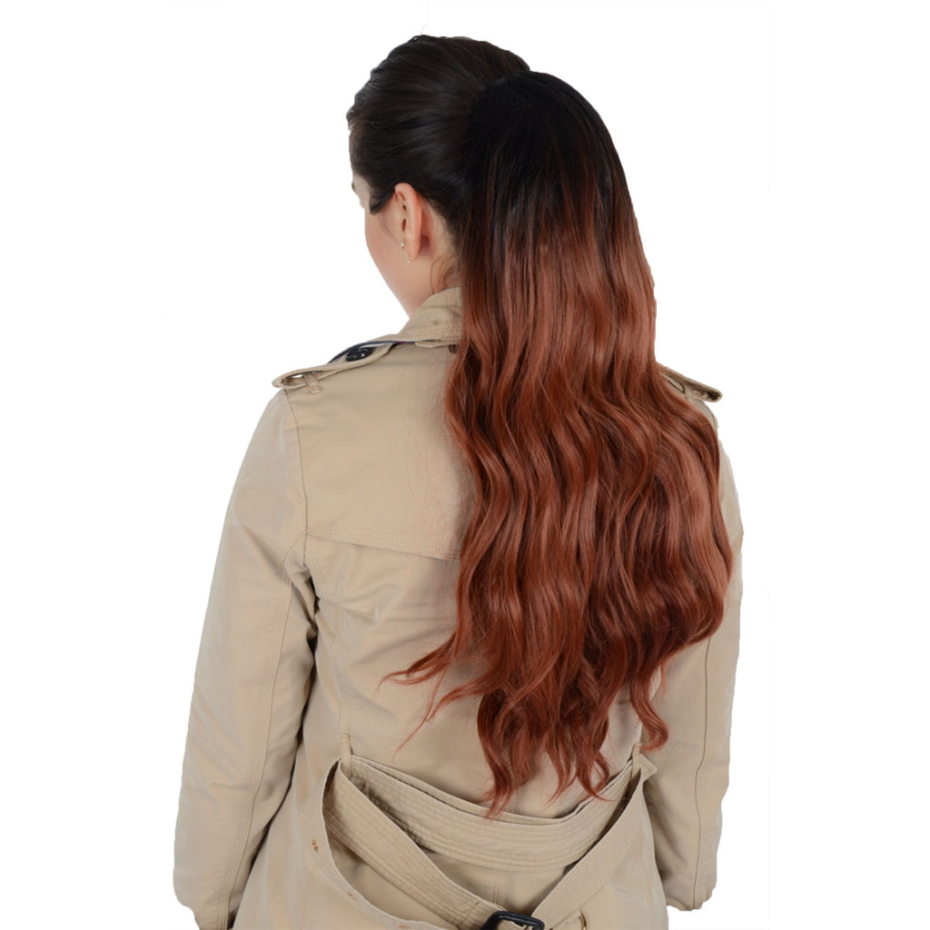 Long Drawstring Ponytail Hair Extension Wave 22 Inch Synthetic Fake Layered Pony Tail Hairpieces for Women