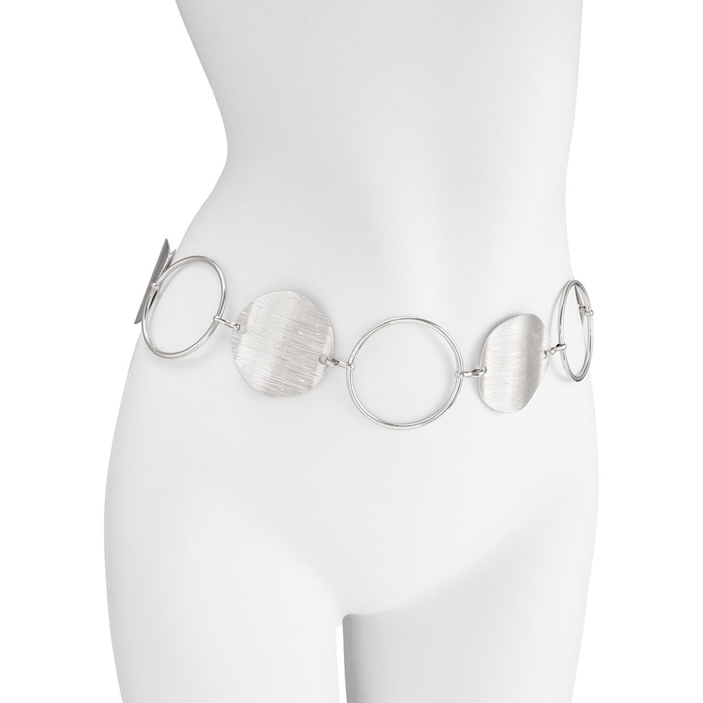 Round Disc and Ring Metal Waist Chain Adjustable Body Belt Modern Statement Waist Jewelry