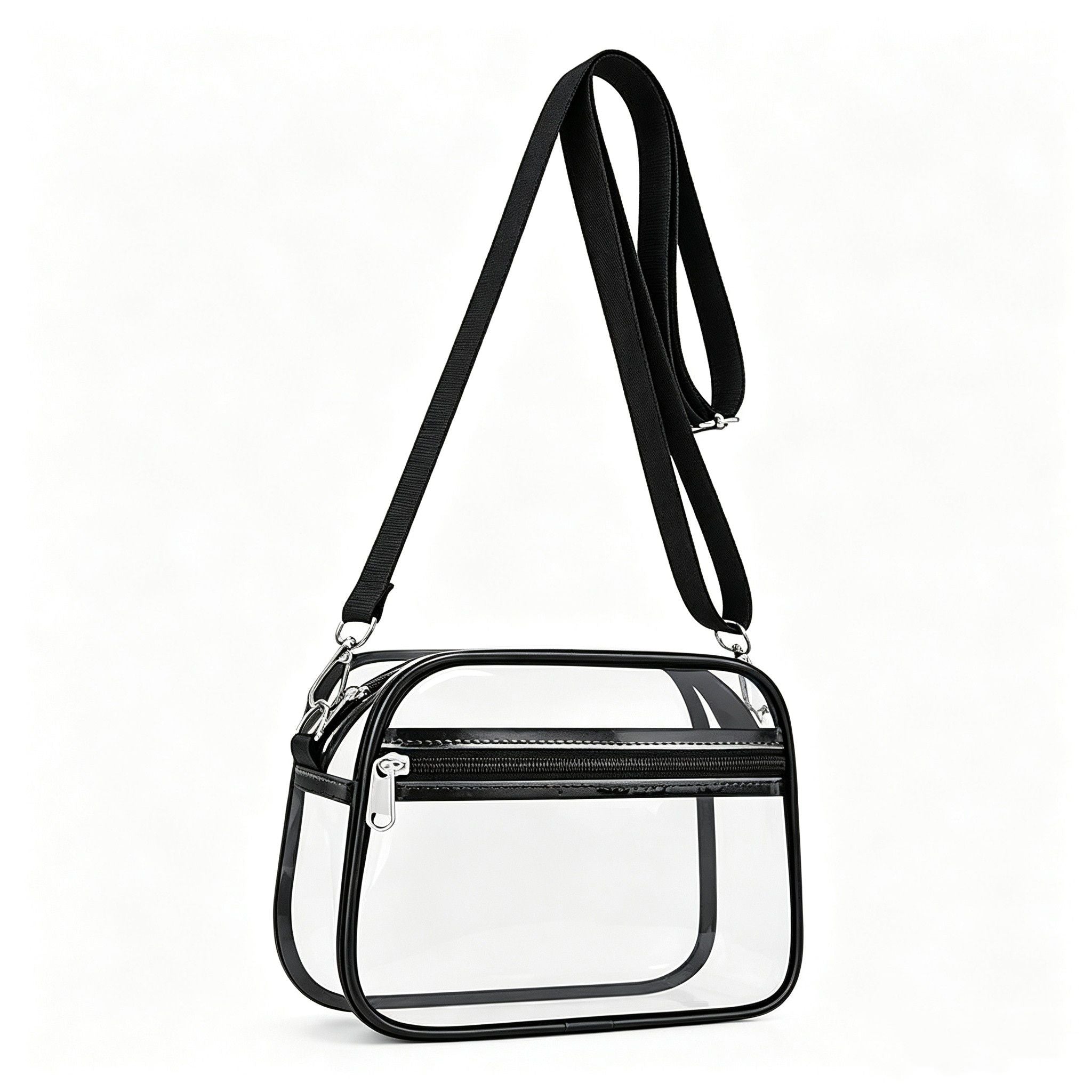 Clear Stadium Crossbody Bag with Front Zipper Pocket, Adjustable Strap and Medium Transparent Design