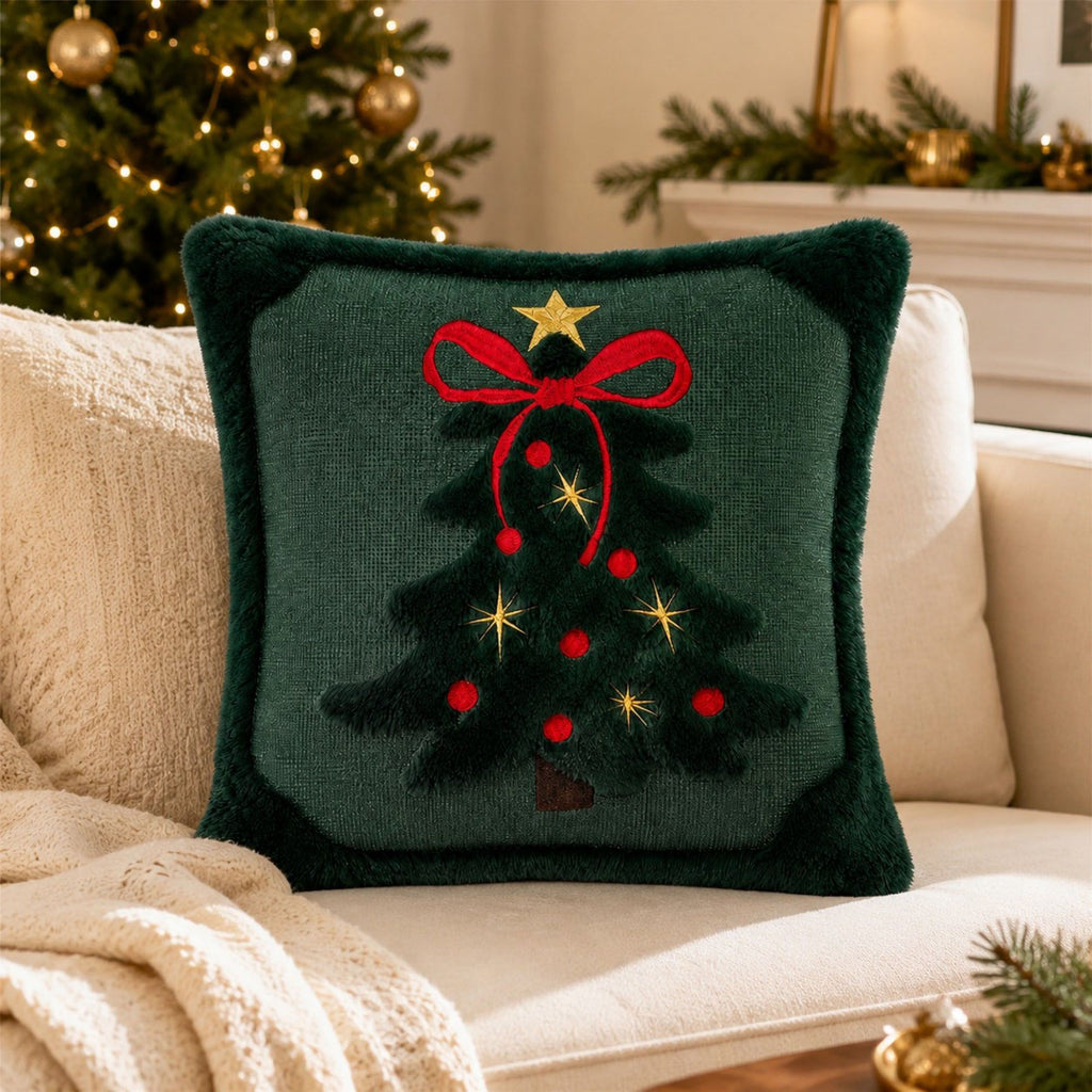 2pc Christmas Tree Plush Pillow Covers 17.7 x 17.7 in