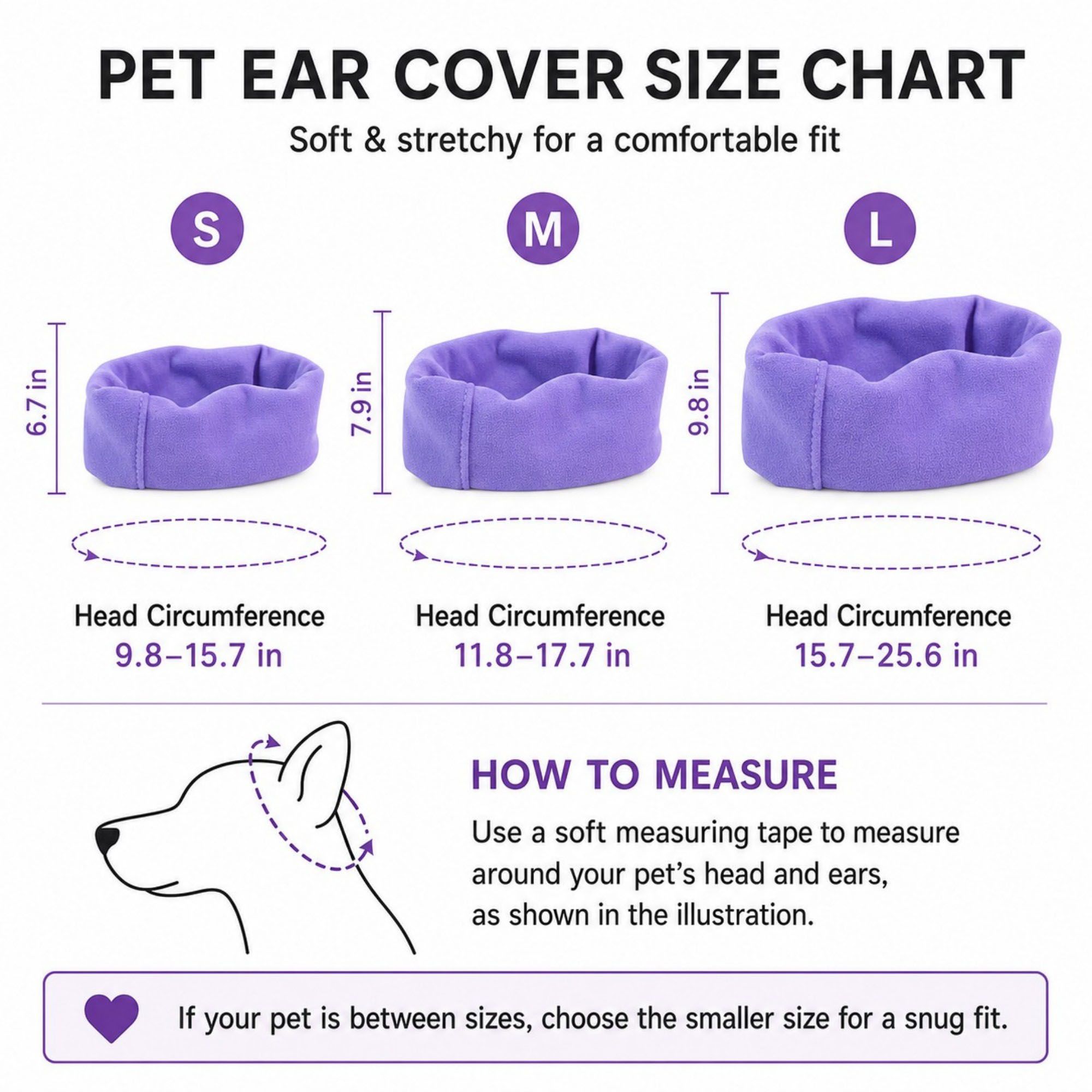 Pet Cat and Dog Ear Cover Soft Stretchy Snood for Grooming, Noise Reduction and Cold Weather