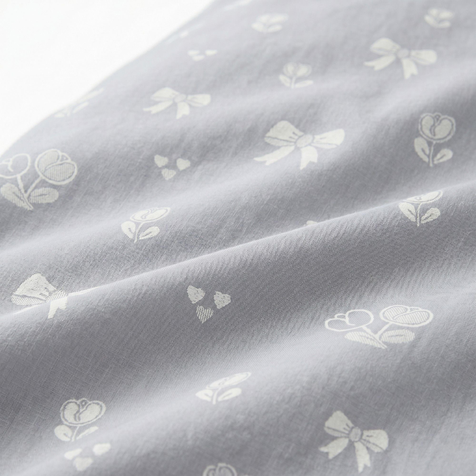 3-Piece Cotton Bedding Set with Duvet Cover and Pillowcases Soft Washed Fabric Minimal Floral Bow Print