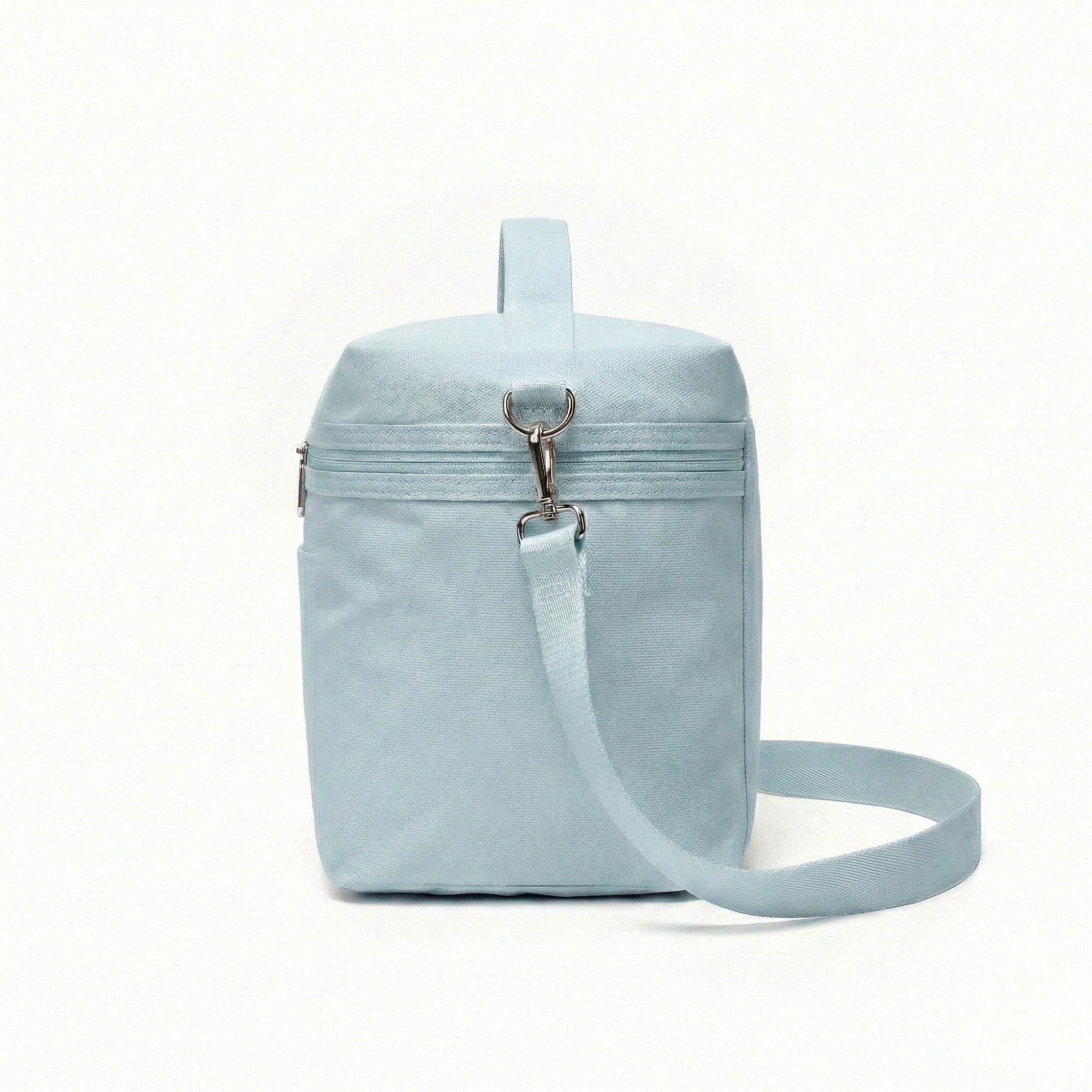 Anna-Kaci Women's Oxford Fabric Crossbody Utility Bag with Double Zipper Closure and Adjustable Shoulder Strap