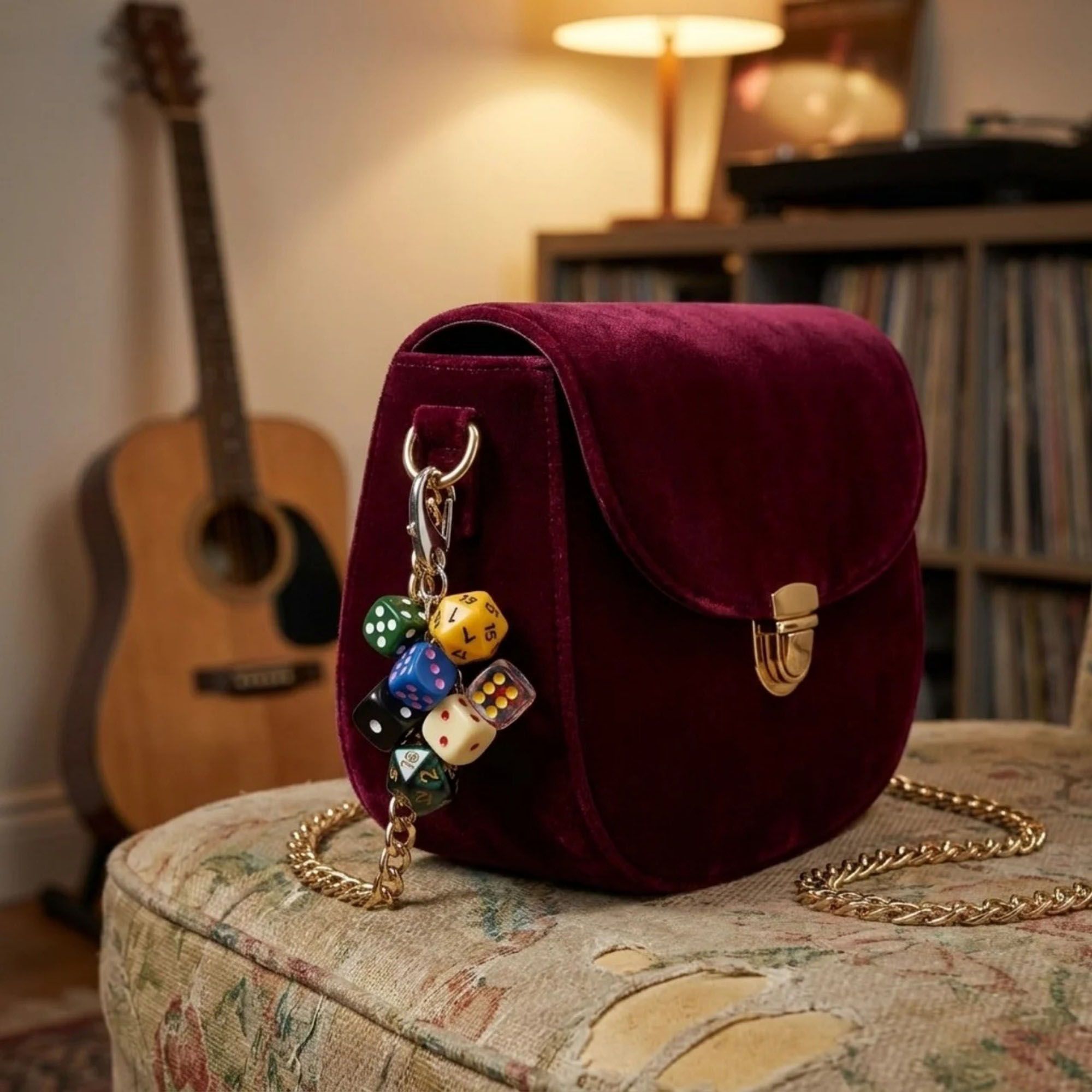 Dice Charm Keychain with Multi Dice Pendant Set Game Theme Bag Charm Key Ring Accessory