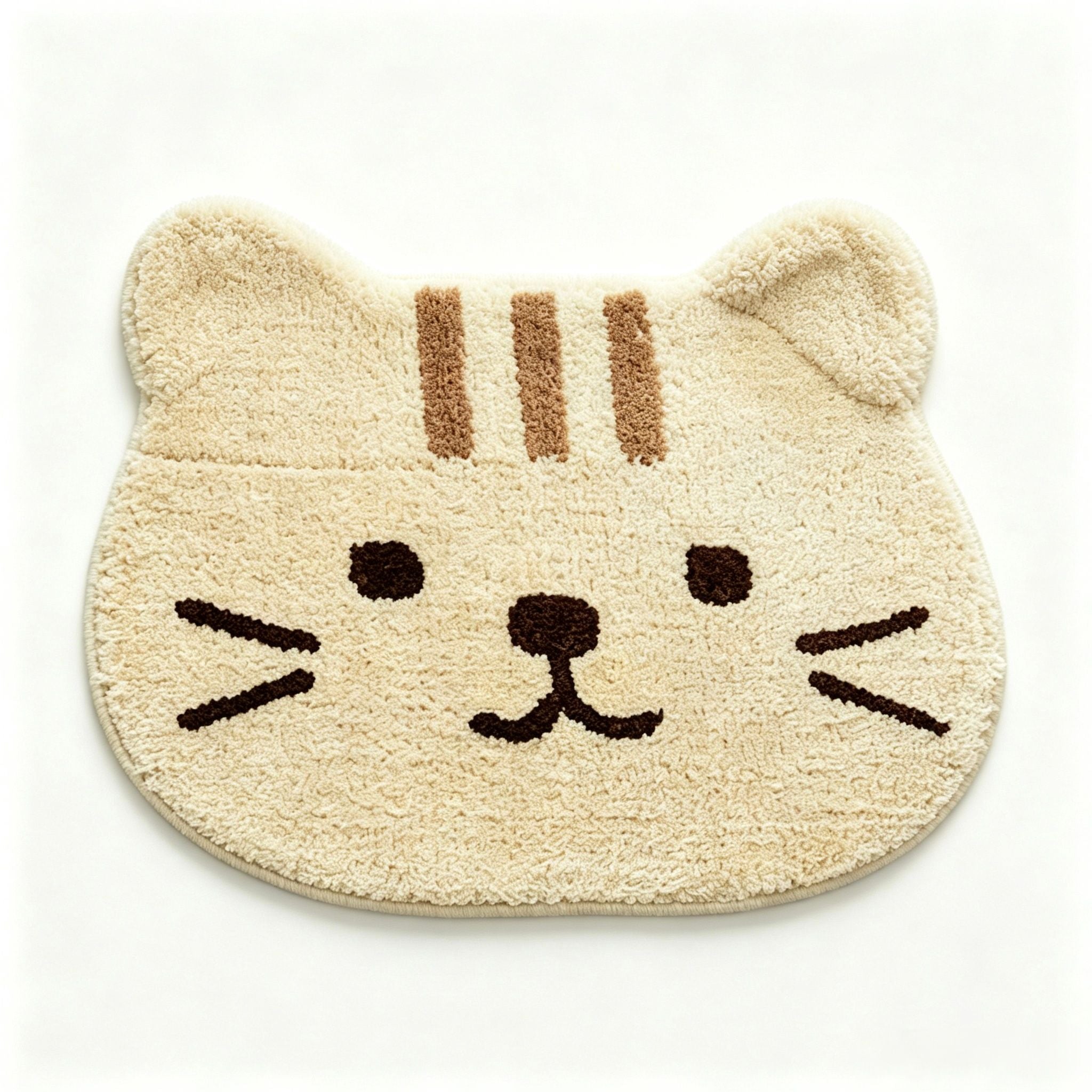 Cute Cat Head Shaped Bathroom Floor Mat Soft Water Absorbent with Anti-Slip Base