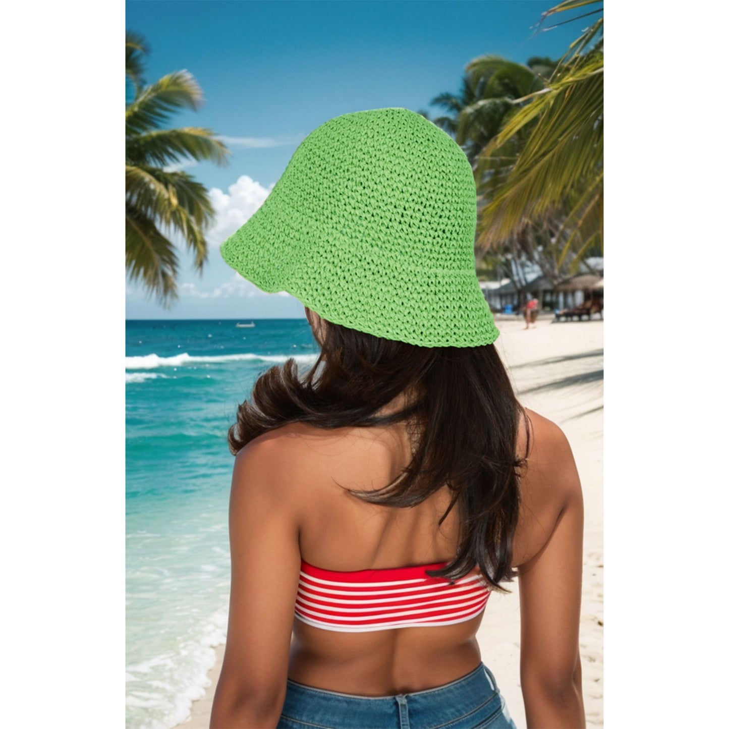 Anna-Kaci Crochet Raffia Bucket Hat Lightweight Foldable Wide Brim Sun Hat for Stylish Summer Protection
